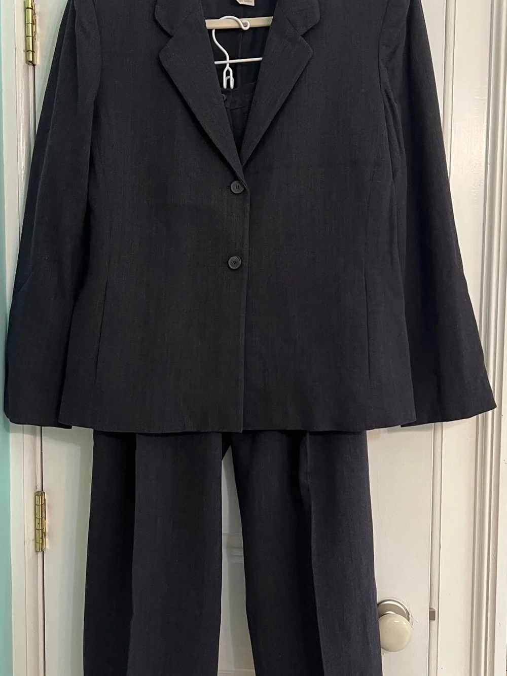 VTG 90s Jones New York Wool Blend Navy Blue Pants Suit Set 16